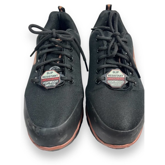 Skechers Work Sure Track Slip Resistant Shoes, Chiton Alloy Toe | Wmns 6.5 Black - Picture 4 of 15